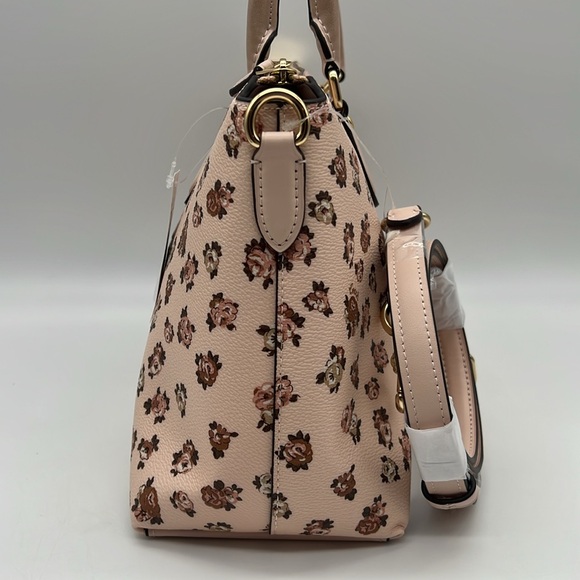 Coach Georgia Satchel Bag With Rose Print GOLD/BLUSH MULTI - Picture 5 of 15